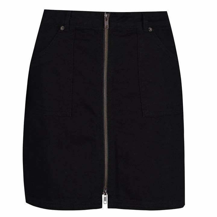 Chartham Full Zip Denim Skirt - Black