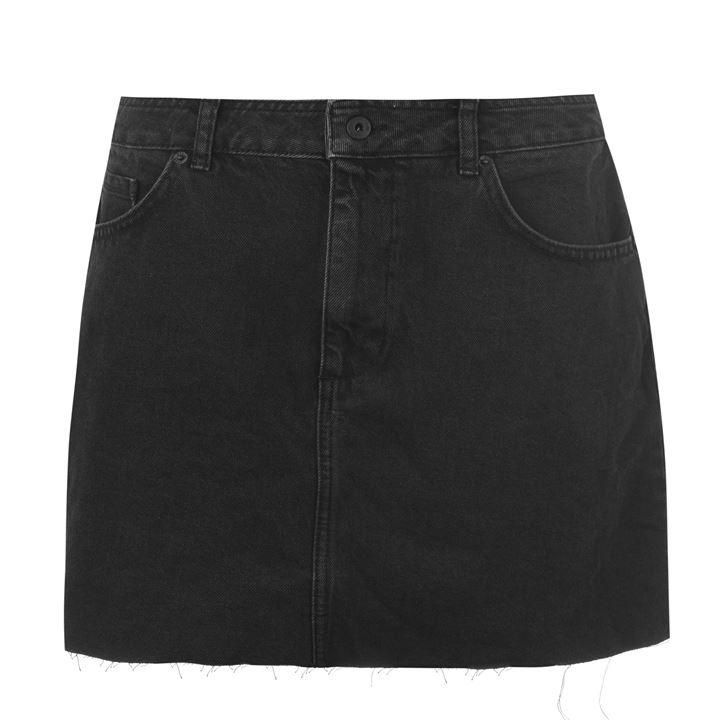 Roxy Raw Hem Denim Skirt - Black