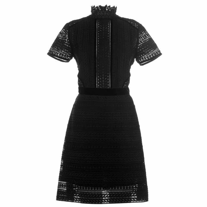 Cable Lace Mini Dress - Black