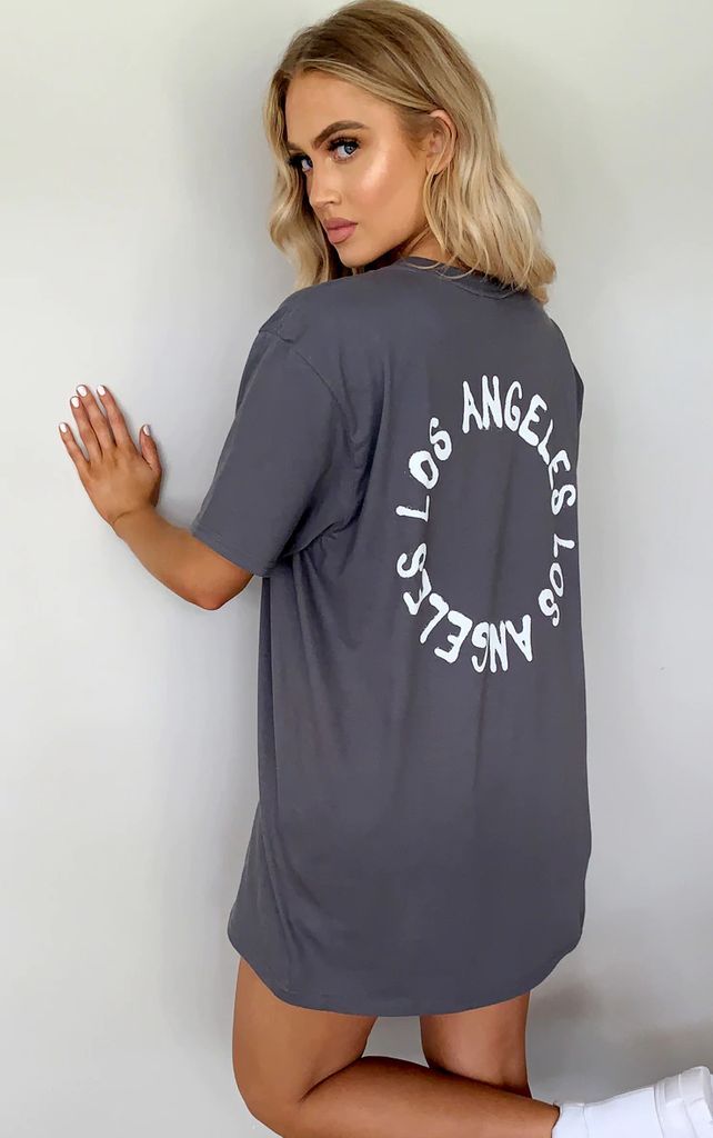Charcoal La Oversized T Shirt, Grey