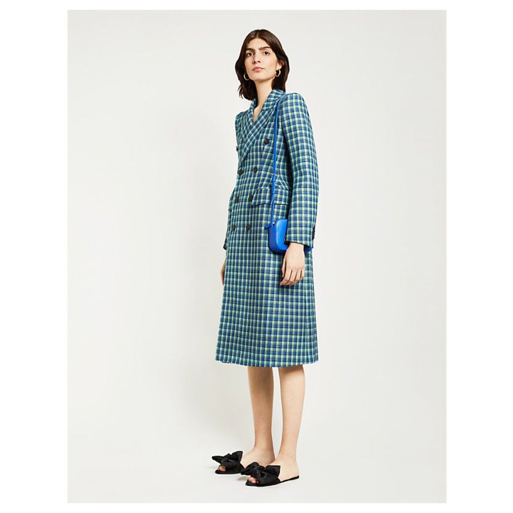 Hourglass double-breasted checked wool coat