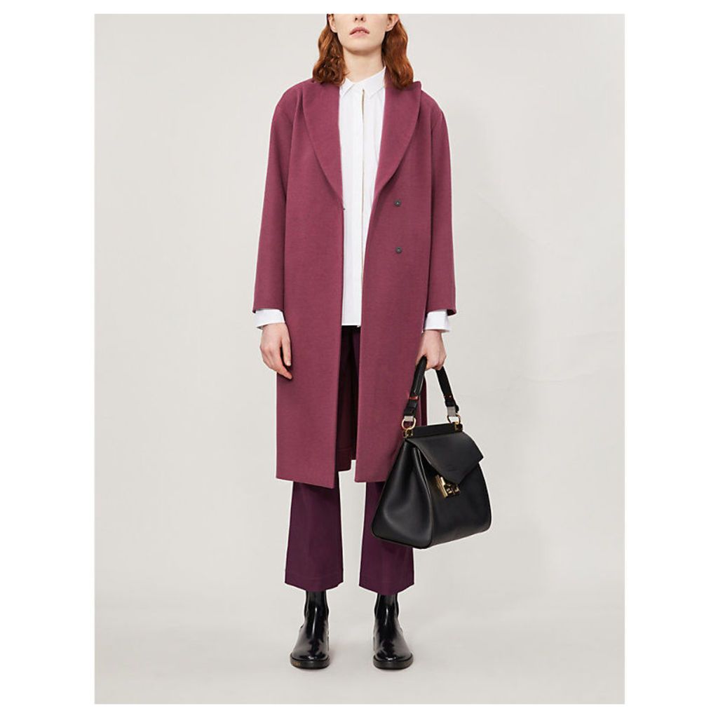 Belted wool-blend coat