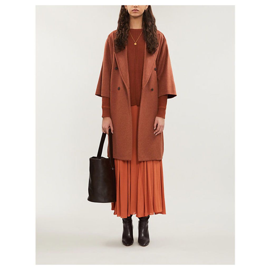 Risorsa double-breasted cashmere and camel wool-blend coat