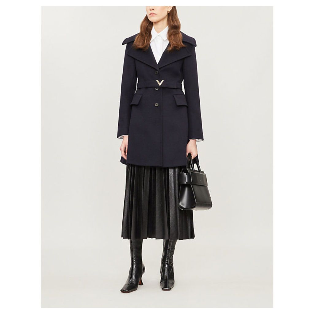 Logo-buckle wool and cashmere-blend coat