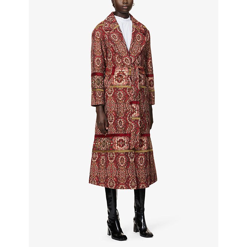 Stefan embroidered-pattern woven coat