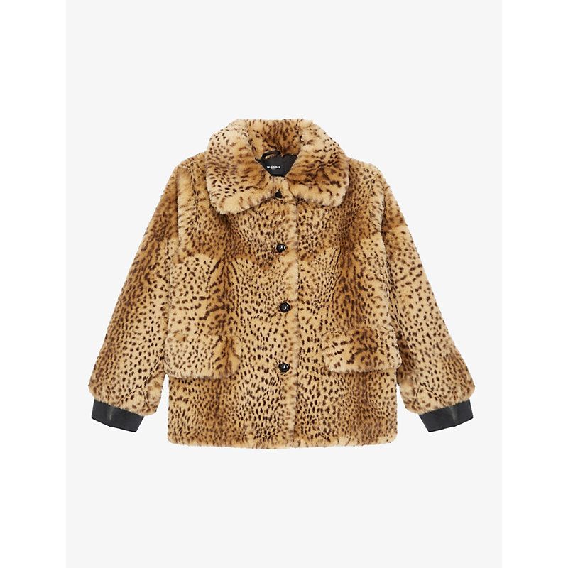 Cropped leopard-print faux-fur coat