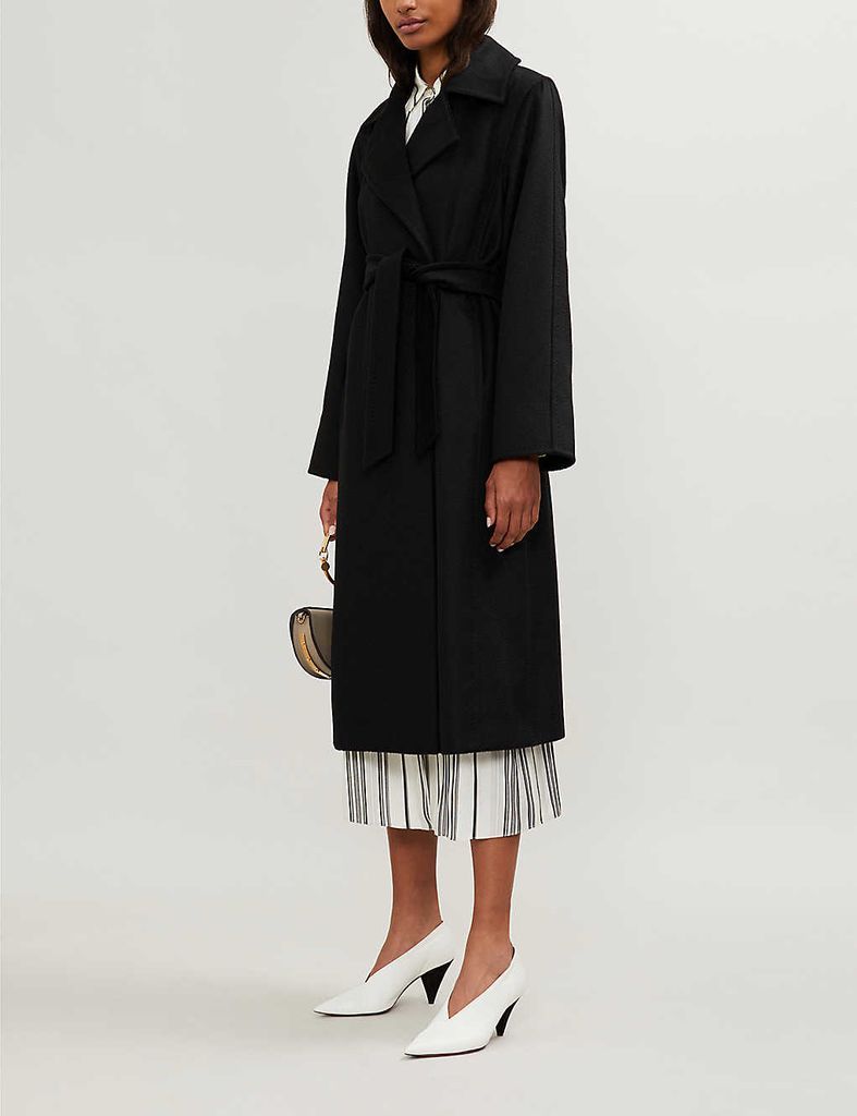 Ladies Black Classic Manuela Wrap Coat, Size: 16