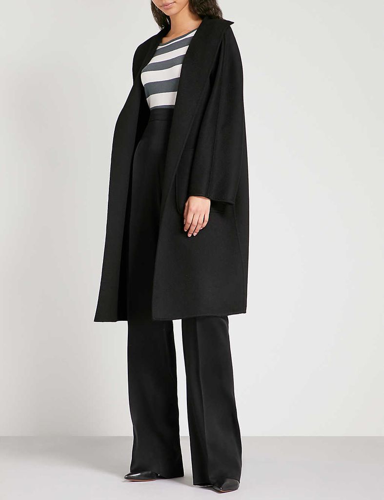 Women's Black Lilia Cashmere Wrap Coat, Size: 4