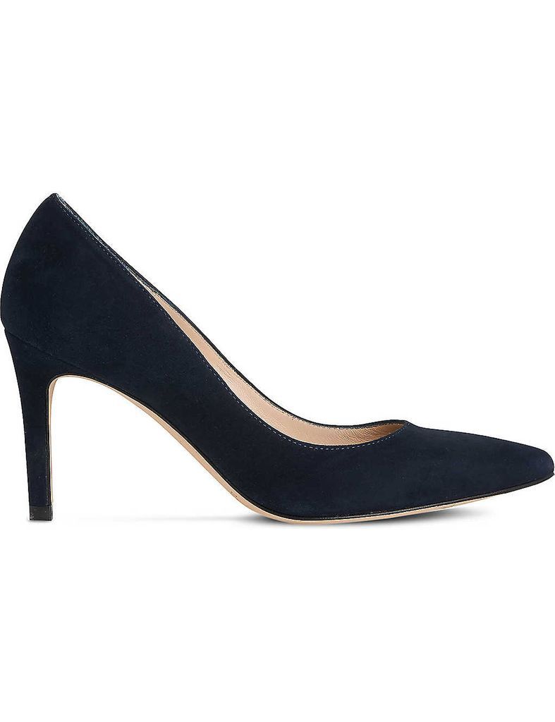 Women's Navy Blue Floret Suede Court Shoe, Size: EUR 36 / 3 UK WOMEN