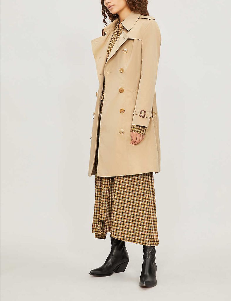Womens Beige Check The Heritage Chelsea Cotton-Gabardine Trench Coat, Size: 6