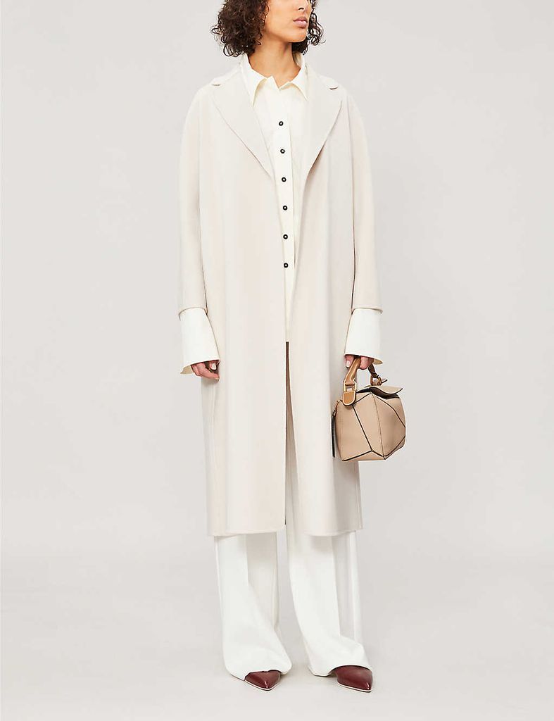 Ladies White Esturia Wool Coat, Size: 14