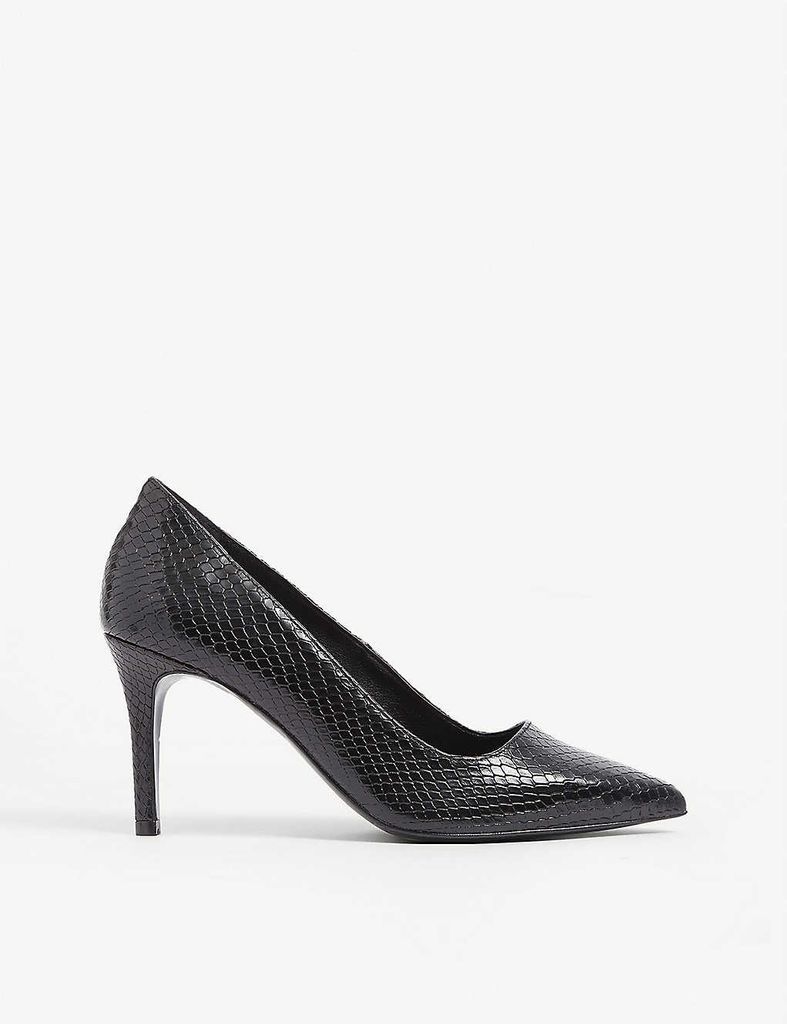 Python-embossed leather courts
