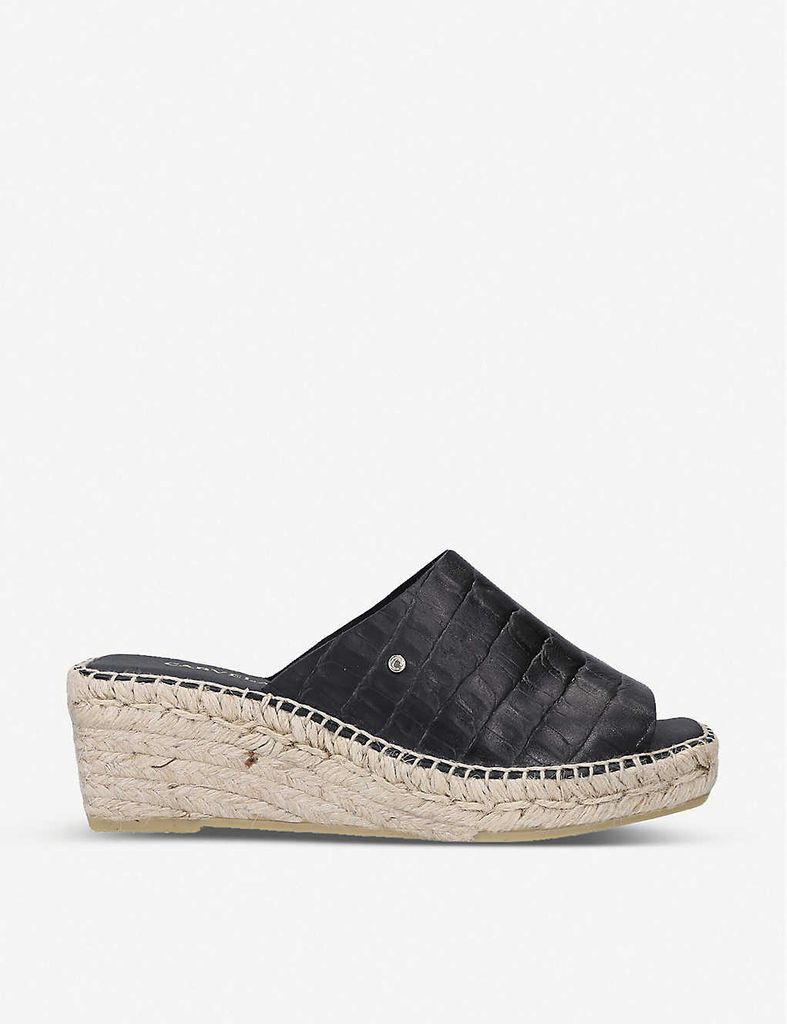 Konform croc-embossed leather wedge sandals