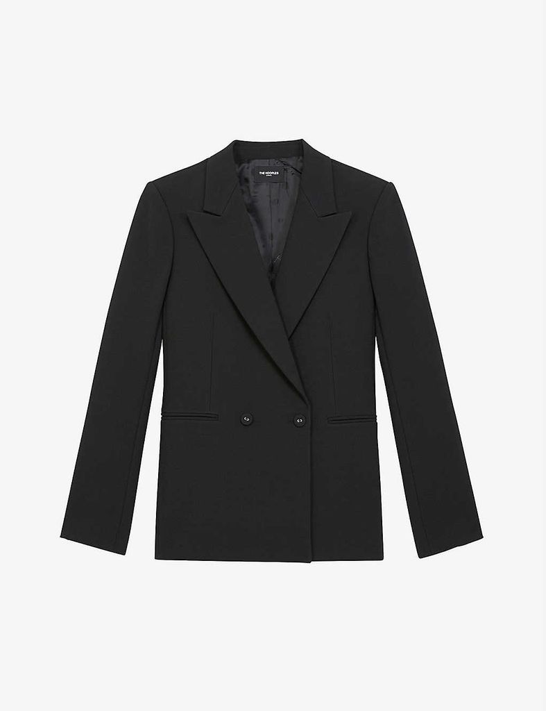 Double-breasted stretch-woven blazer