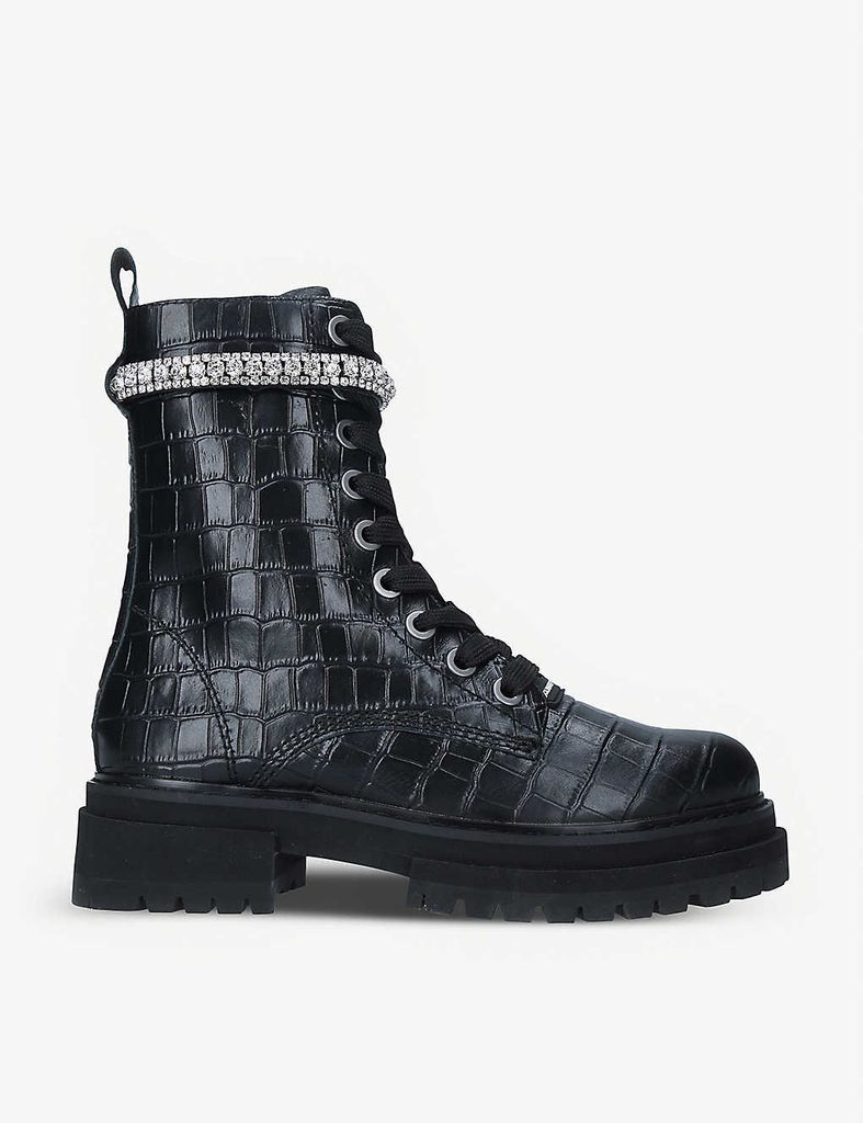 Siva Jewel croc-embossed leather boots