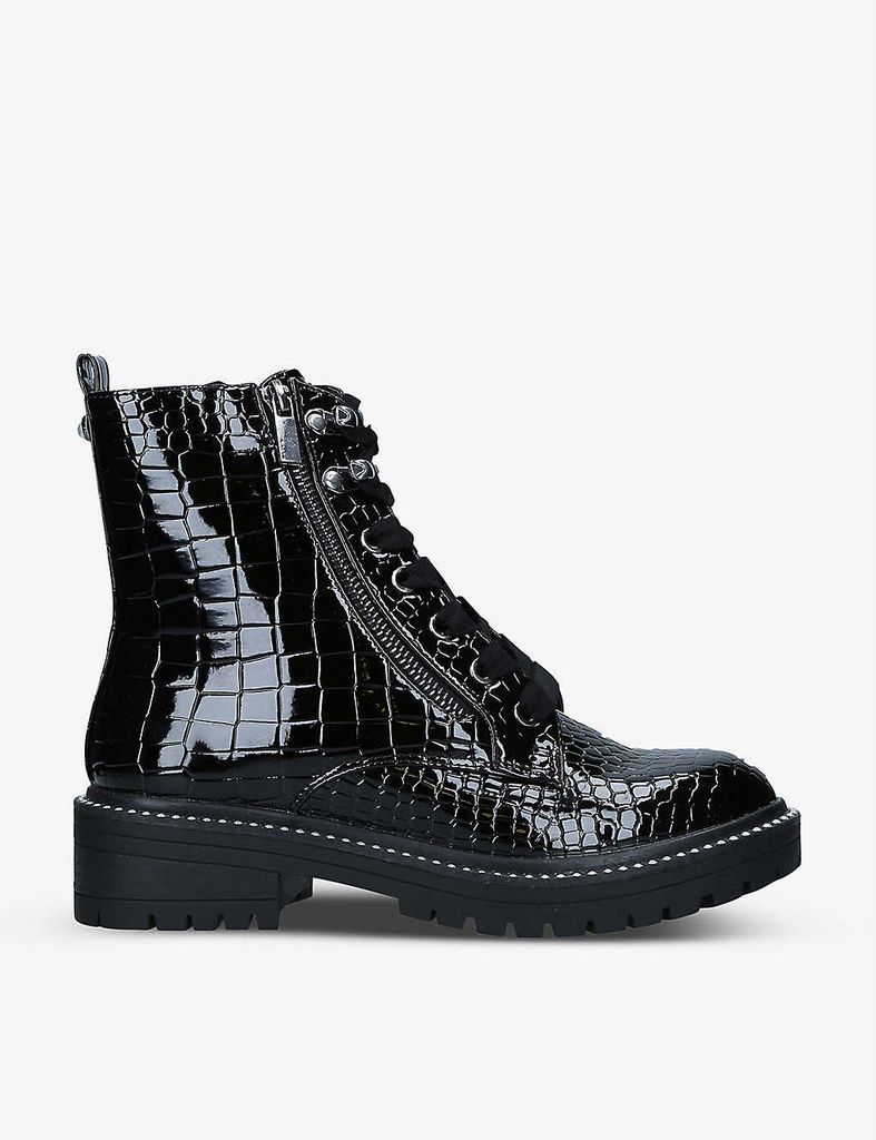 Jamie crocodile-embossed faux-leather boots