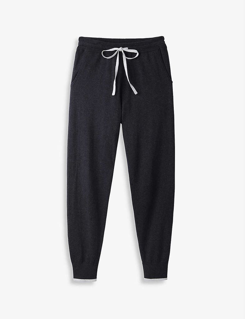 Tapered high-rise cotton and silk jogging bottoms