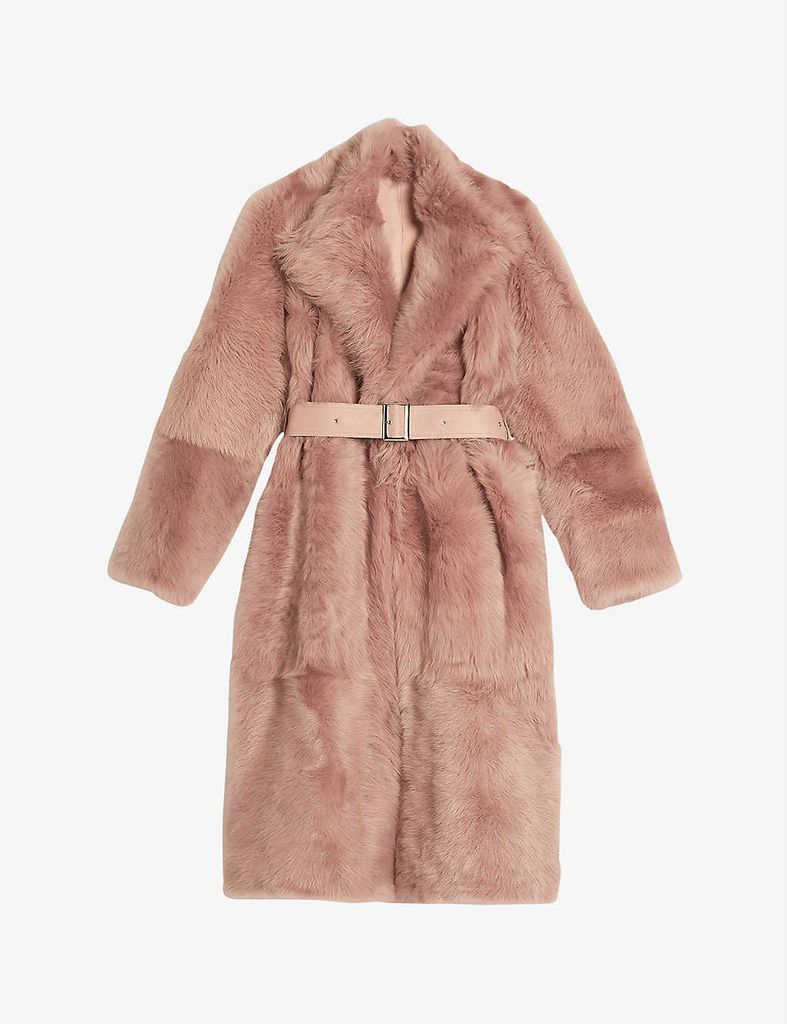 Fluffiex belted faux-fur coat