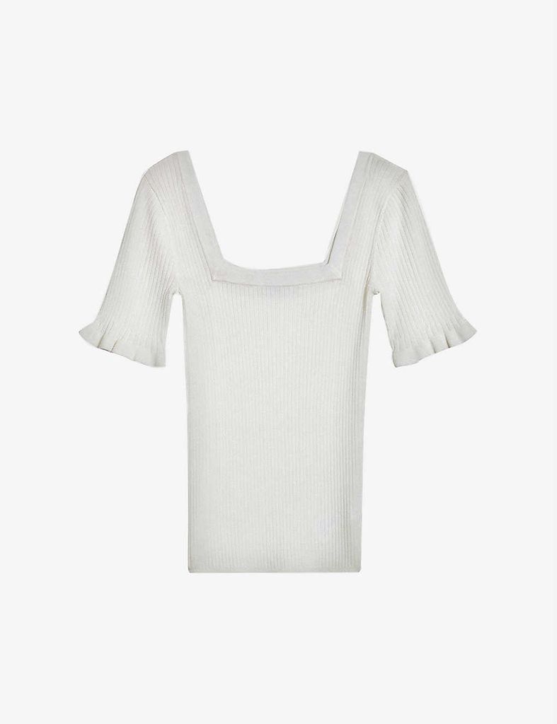 Jodie frill sleeve knitted top
