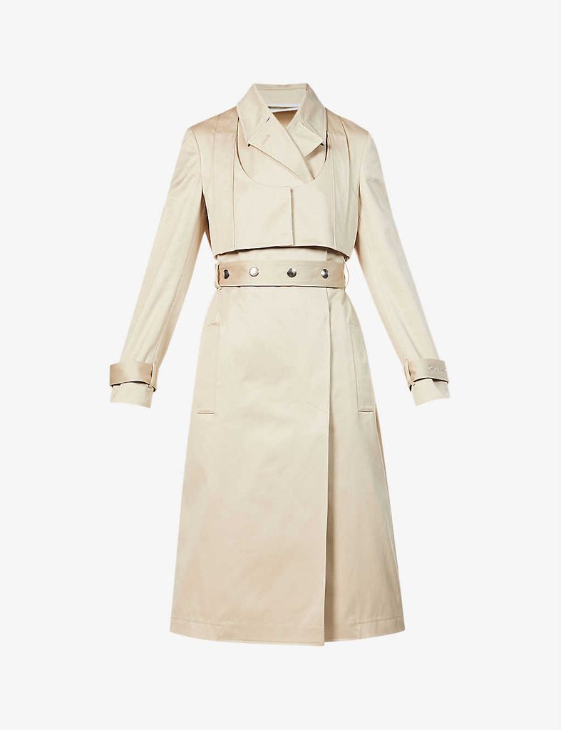 Detachable-overlay cotton trench coat