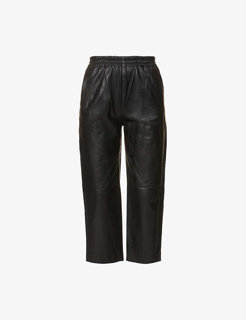 Toast high-rise tapered leather trousers