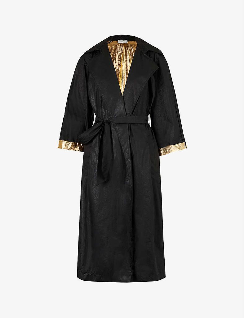 Landry belted woven trench coat