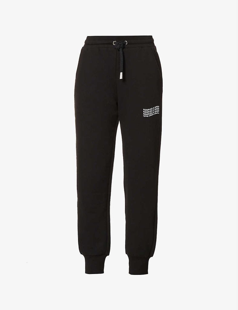 Mid-rise tapered-fit cotton jogging bottoms