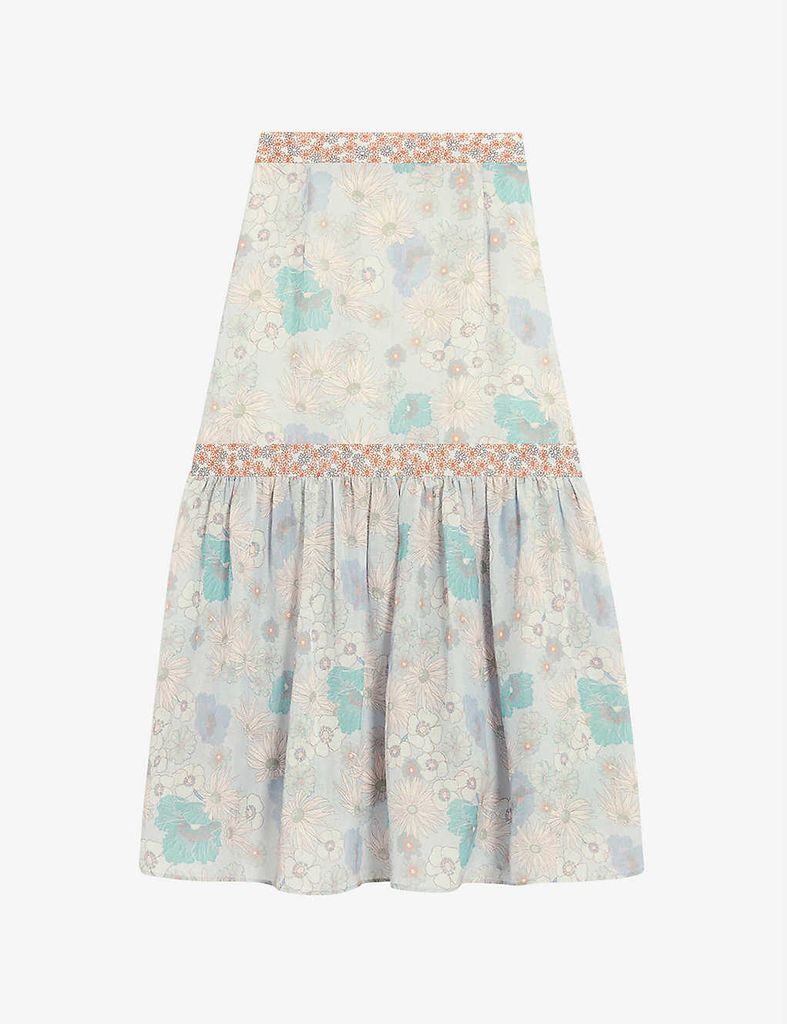 Doris floral-print midi skirt