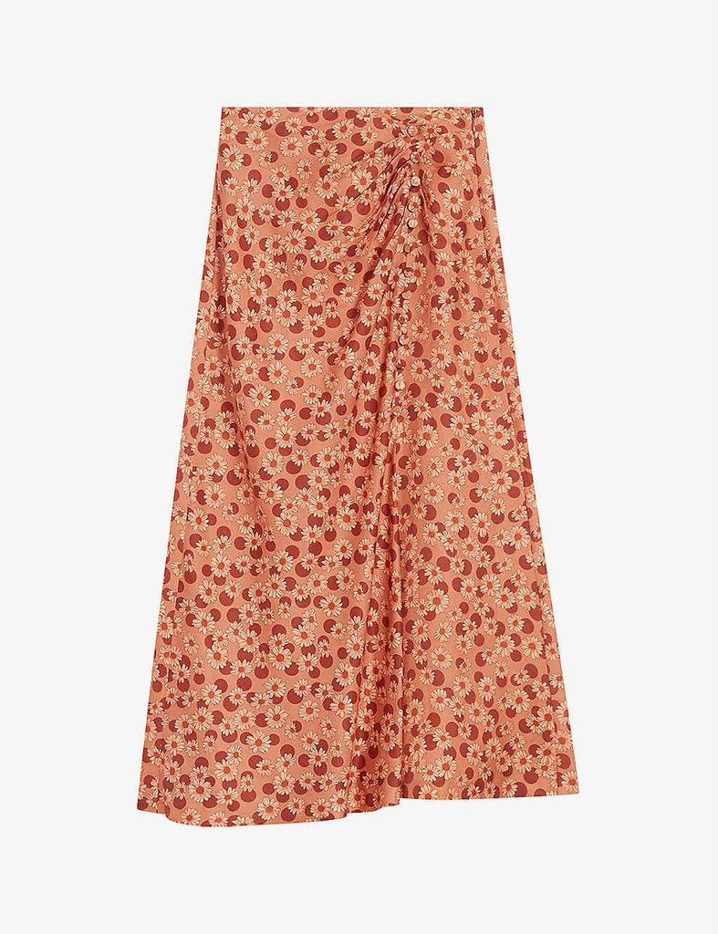 Pascaline floral-print crepe midi skirt