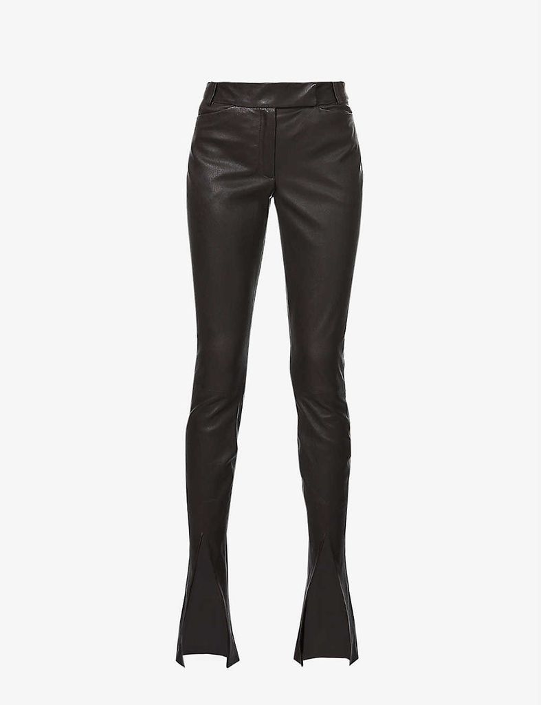 Skinny high-rise leather trousers