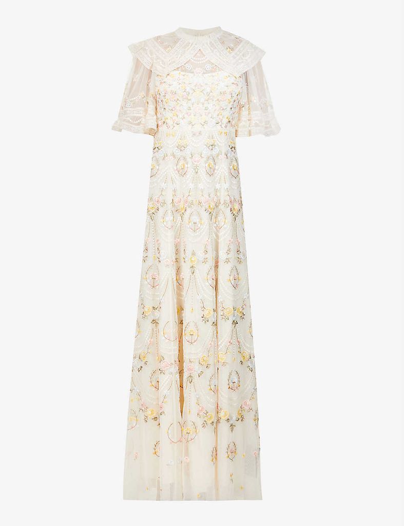 Reverie Rose embroidered woven gown