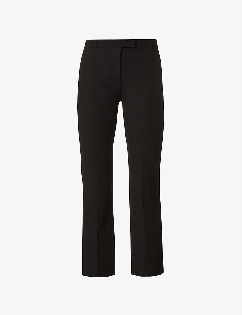 Umanita flared mid-rise cotton-blend trousers