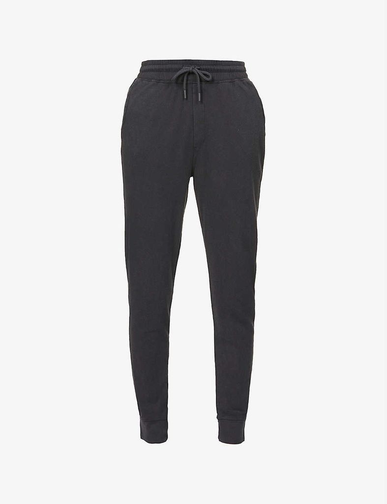Tapered high-rise cotton-jersey trousers