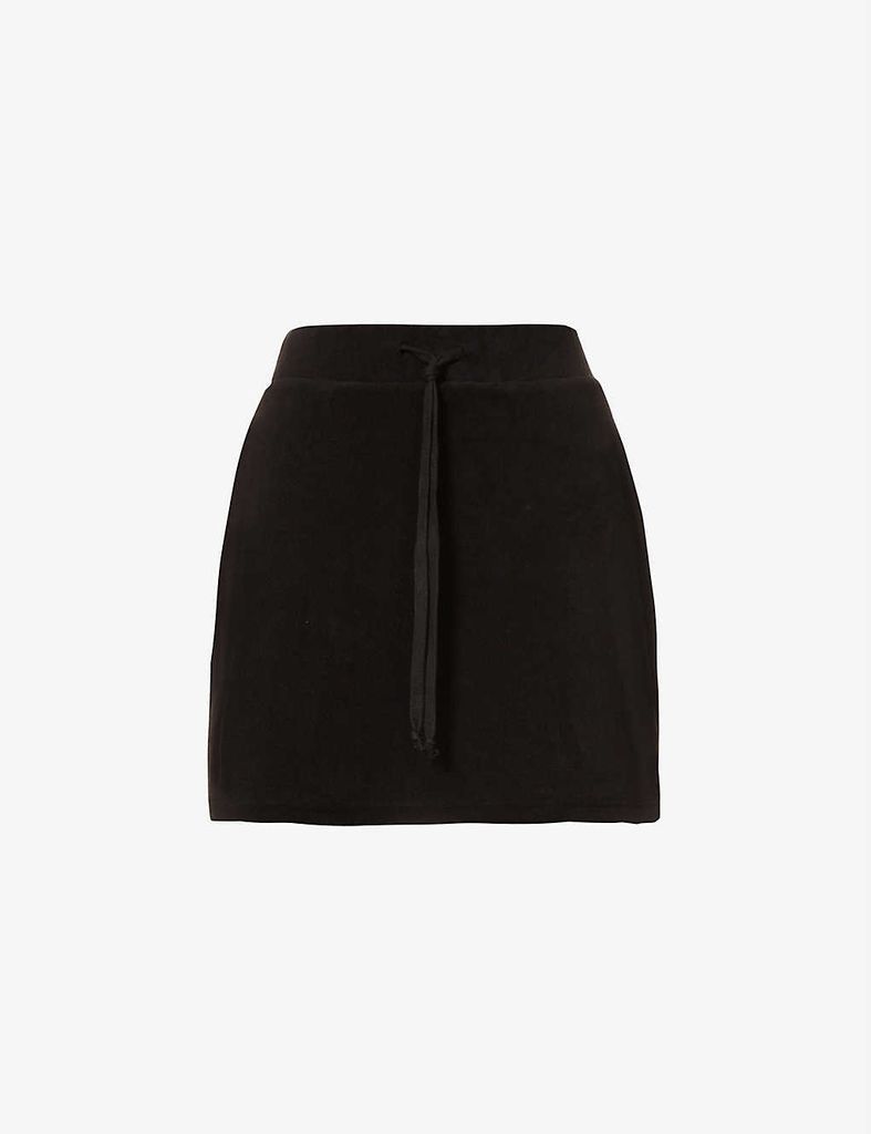 Tennis high-waisted cotton-jersey mini skirt