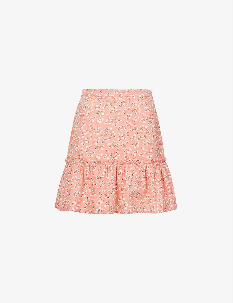 Upside cotton and linen-blend mini skirt