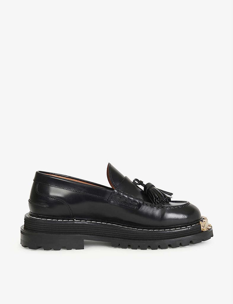 Iron platform leather loafers