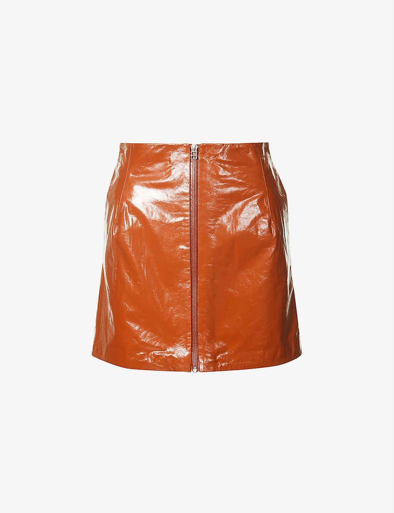 Katy high-waisted leather mini skirt