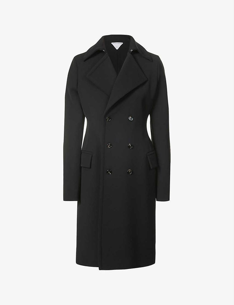 Double-breasted wool-blend coat