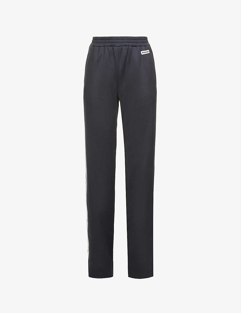 Striped-side straight woven trousers