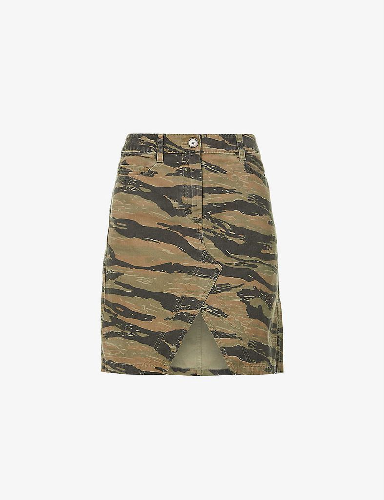 Jeu camo-print canvas mini skirt