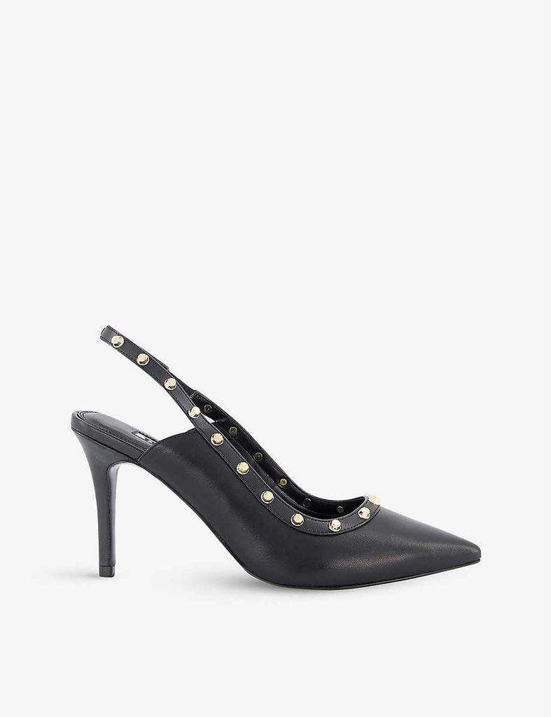Corale studded slingback faux leather court shoes