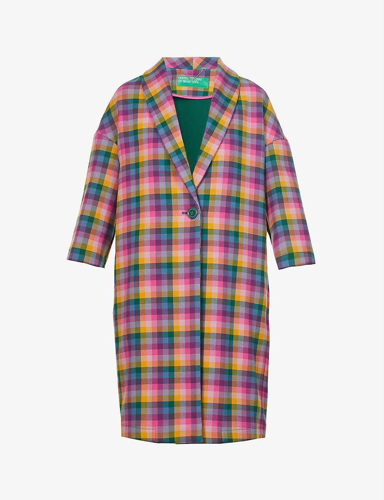 Multicoloured check woven coat