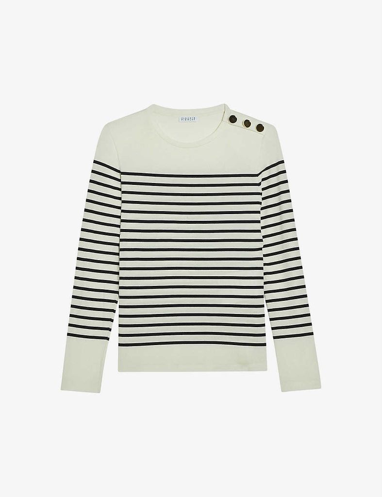 Trocadero bow-embellished striped T-shirt