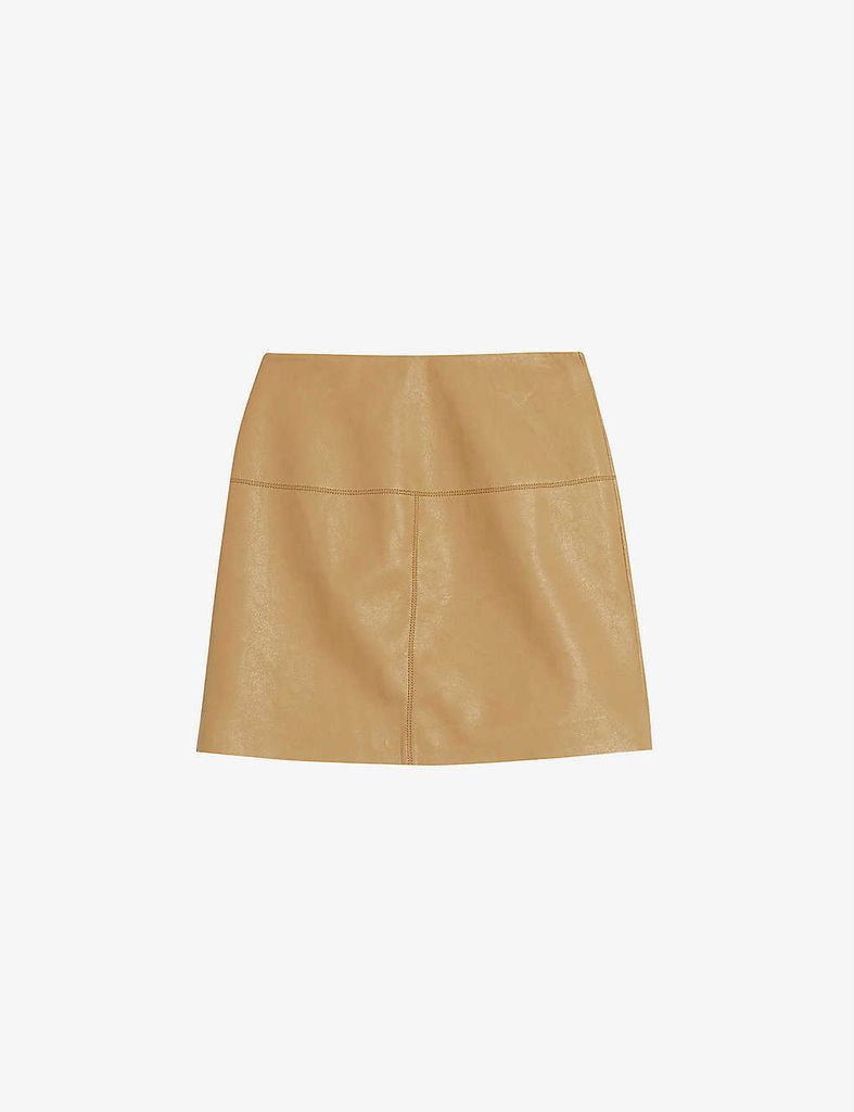 Veeria high-rise faux-leather mini skirt