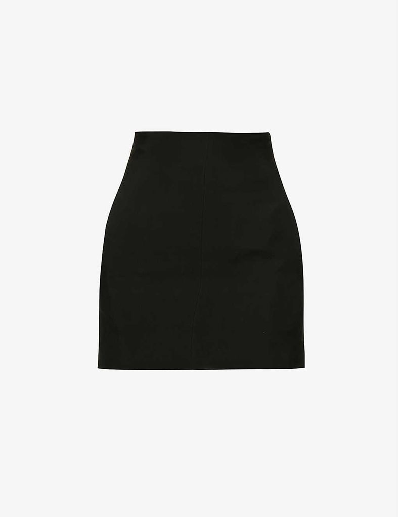 High-waist fitted crepe mini skirt