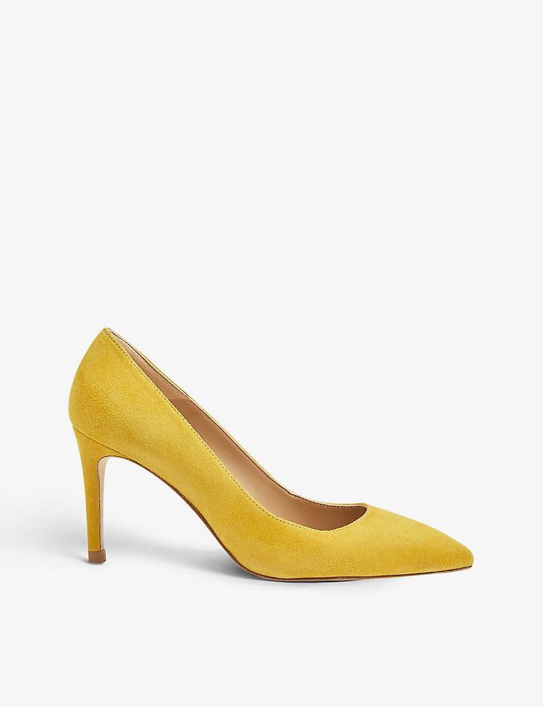Floret pointed-toe suede courts