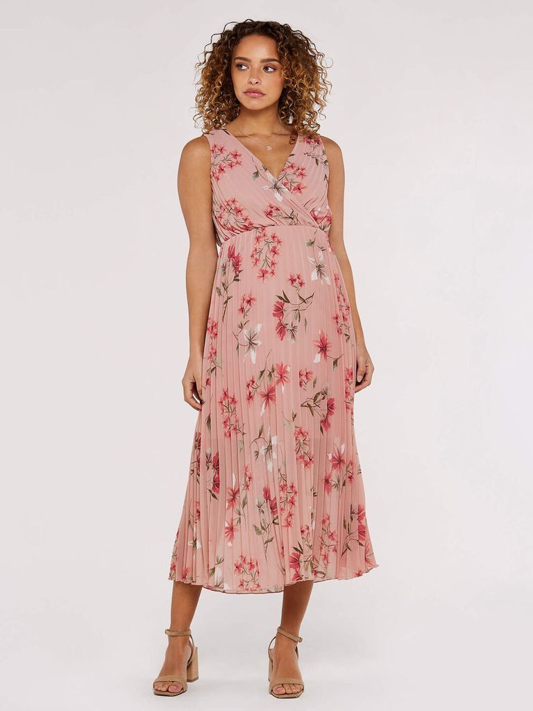 Botanical Pleated Midi Dress