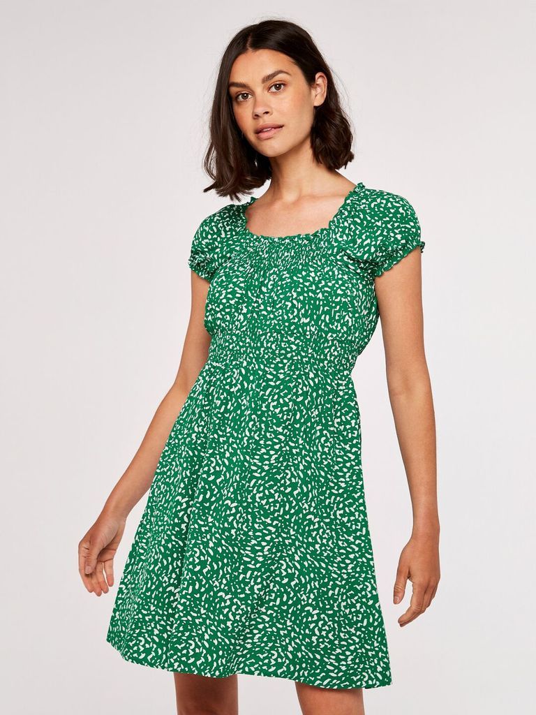 Brush Spot Milkmaid Mini Dress