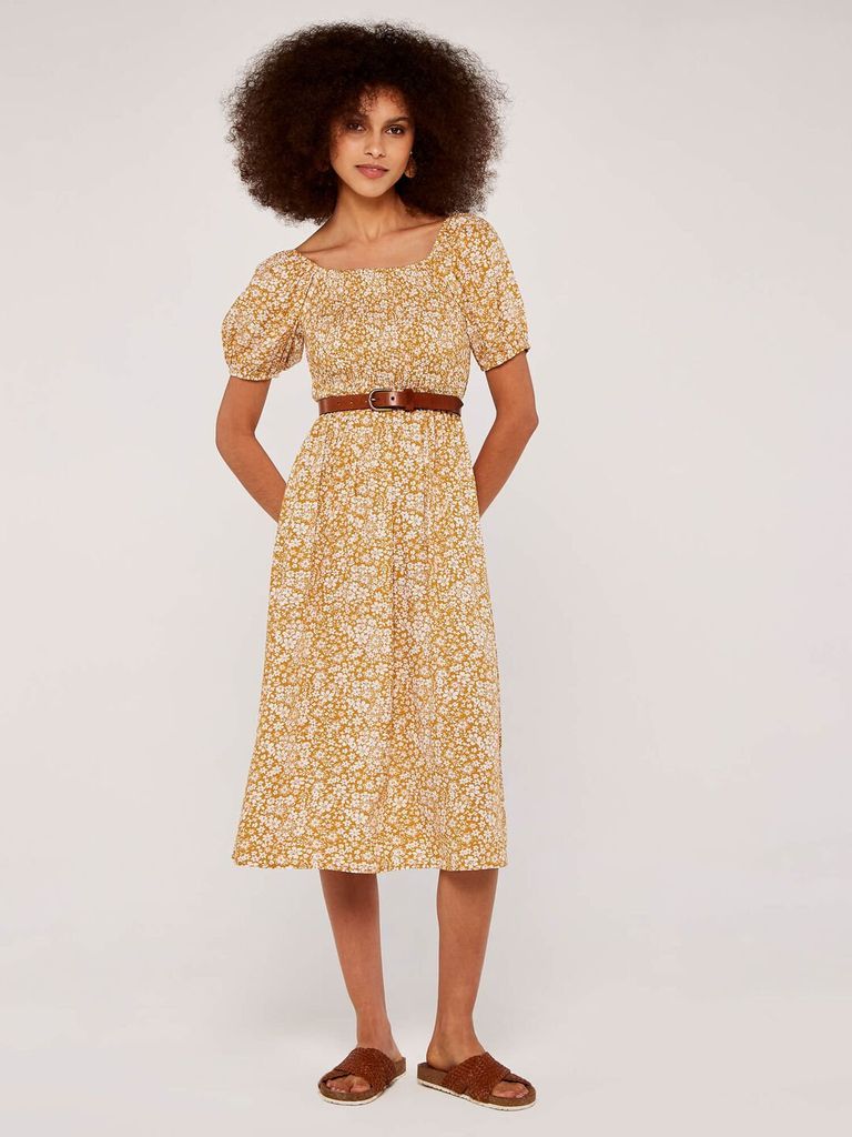 Ditsy Puff Sleeve Midi Dress