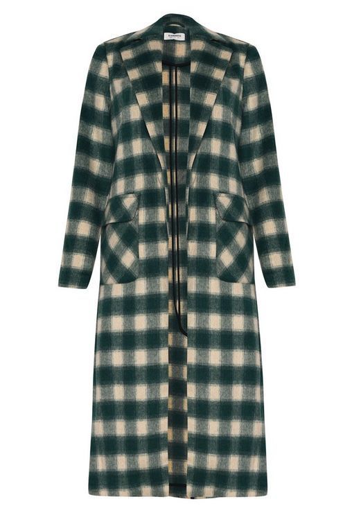 Womens **Green Check Duster Coat By Glamorous - Green, Green
